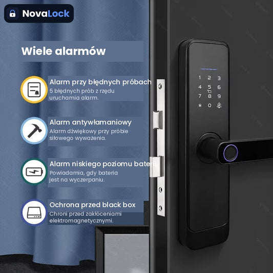 NovaLock Pro X2 – Inteligentny Zamek z Wideodzwonkiem, Odciskiem Palca i Aplikacją TTLock